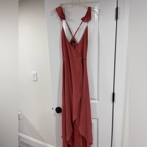Lulus Here’s to Us Rose High Low Wrap Dress